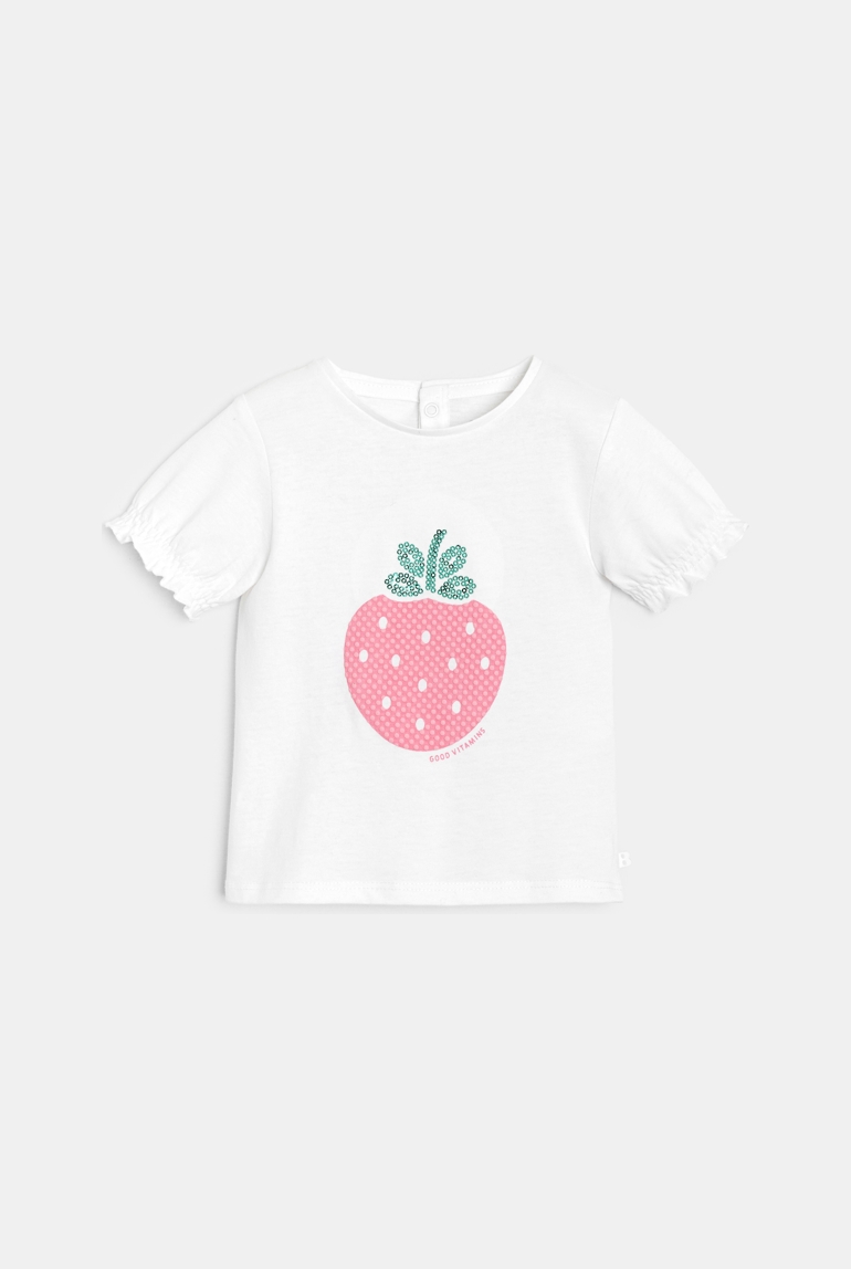 Camiseta lentejuelas blanco bebé niña 1