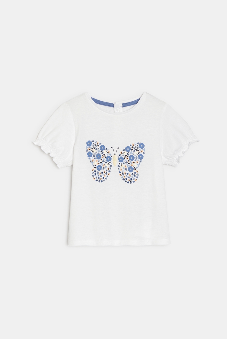T-shirt sequins papillon blanc bébé fille 1
