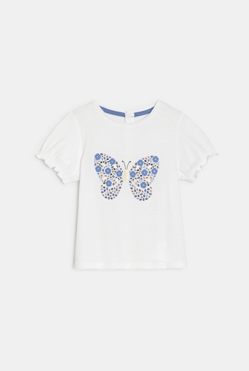 T-shirt sequins papillon blanc bébé fille 1