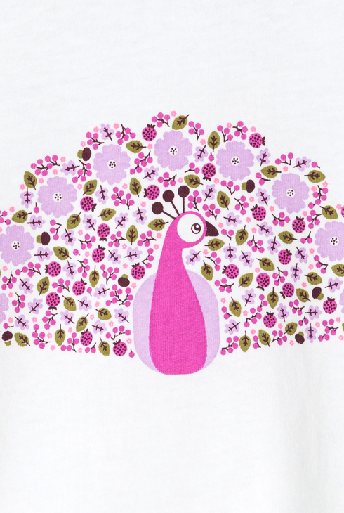 T-shirt sequins paon blanc bébé fille