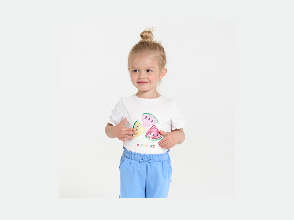 Camiseta lentejuelas blanco bebé niña 1