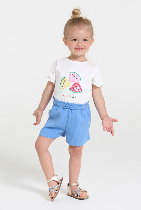 Weißes T-Shirt mit Pailletten Kleinkind Mädchen 2