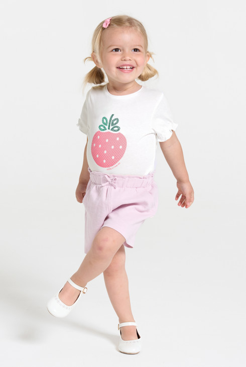 Weißes T-Shirt mit Pailletten Kleinkind Mädchen 2