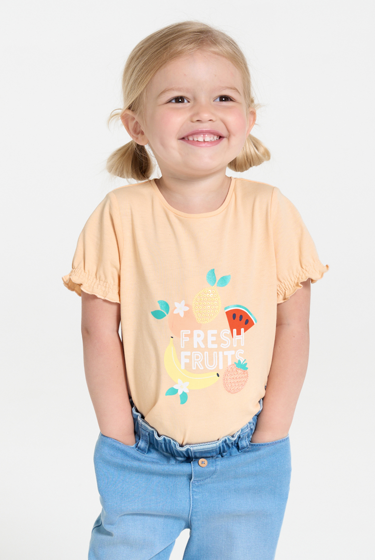 T-shirt sequins orange bébé fille 1