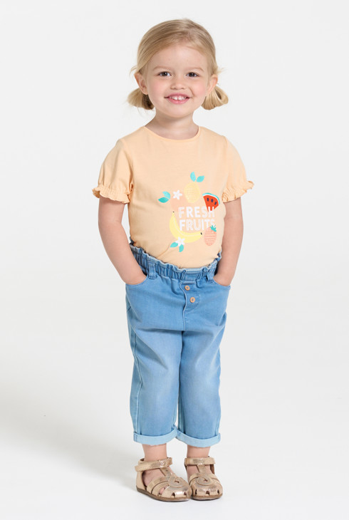 Oranges T-Shirt mit Pailletten Kleinkind Mädchen 2