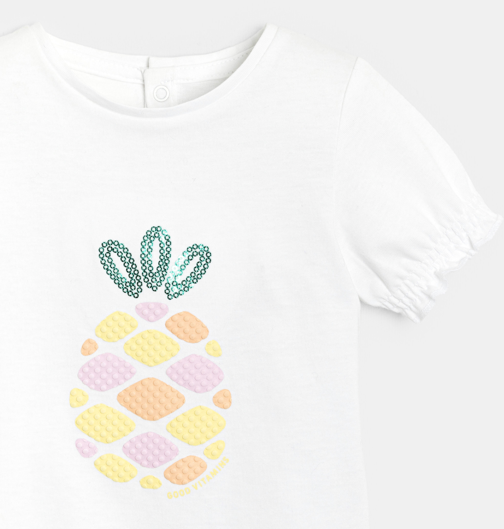 Weißes T-Shirt mit Pailletten Kleinkind Mädchen 2