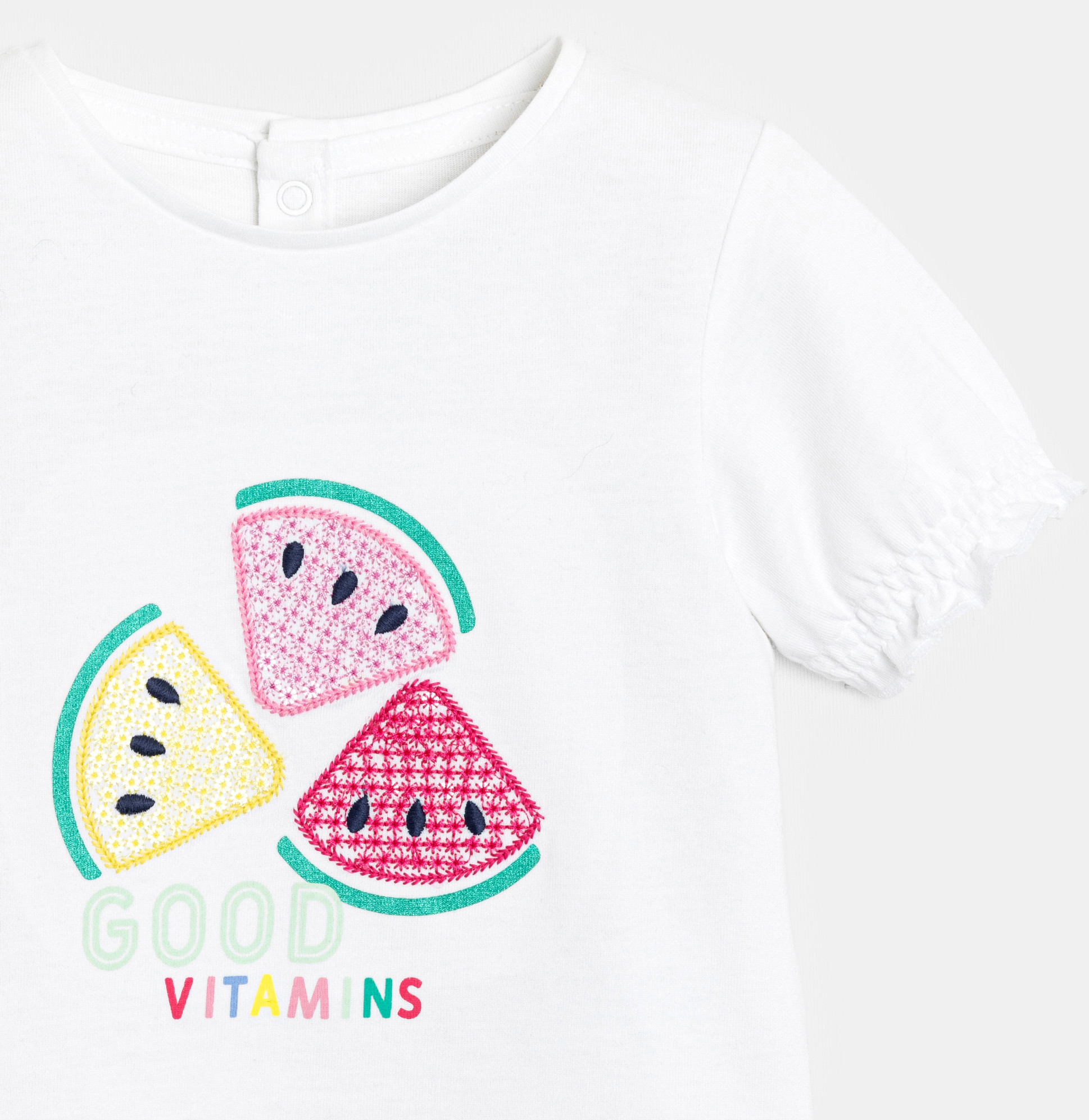 Weißes T-Shirt mit Pailletten Kleinkind Mädchen