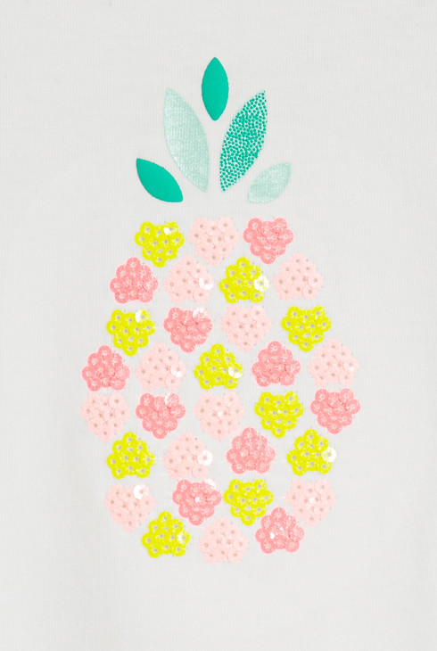 T-shirt sequins ananas blanc bébé fille 2