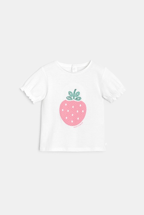 Weißes T-Shirt mit Pailletten Kleinkind Mädchen 2