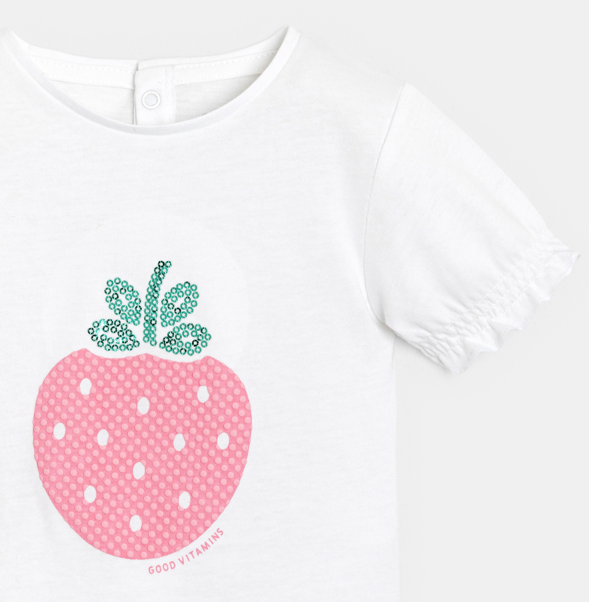 Weißes T-Shirt mit Pailletten Kleinkind Mädchen