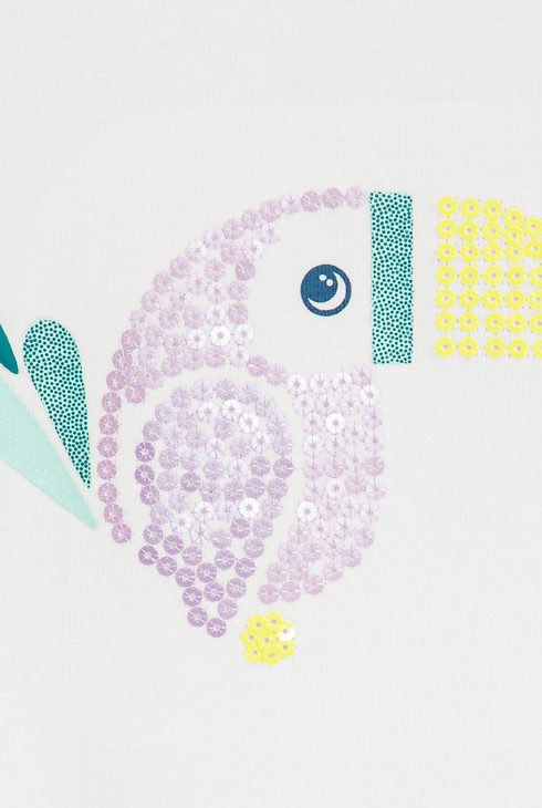 Dekliška bela majica z bleščicami in tukanom za dojenčke 2