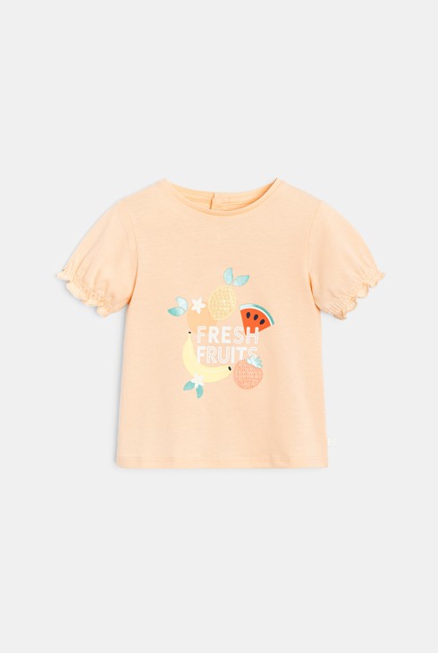 Oranges T-Shirt mit Pailletten Kleinkind Mädchen 2