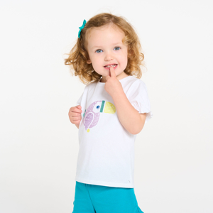 T-shirt sequins toucan blanc bébé fille 1