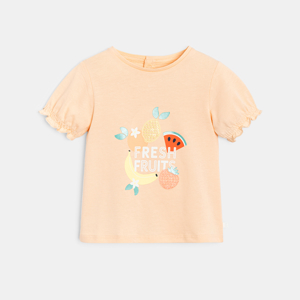 Camiseta lentejuelas naranja bebé niña 1