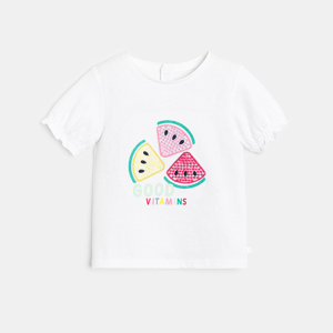 Camiseta lentejuelas blanco bebé niña 1