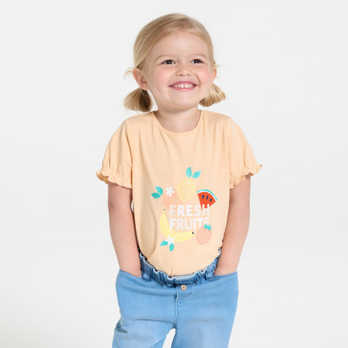 T-shirt Sequins Orange Bébé Fille - Corail Tres Clair - 12M - OBAIBI