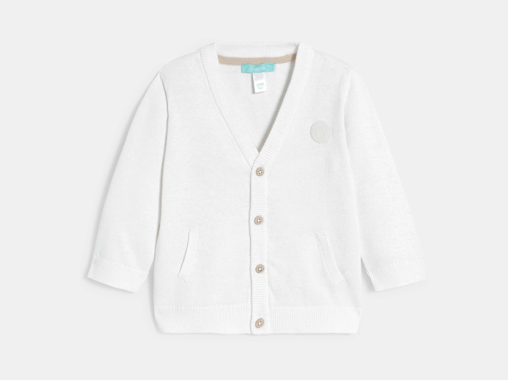 Gilet maille tricot blanc bébé garçon 1