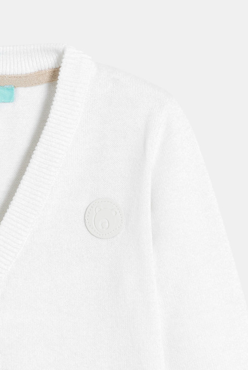 Weiße Baby-Strickweste für Jungen 2