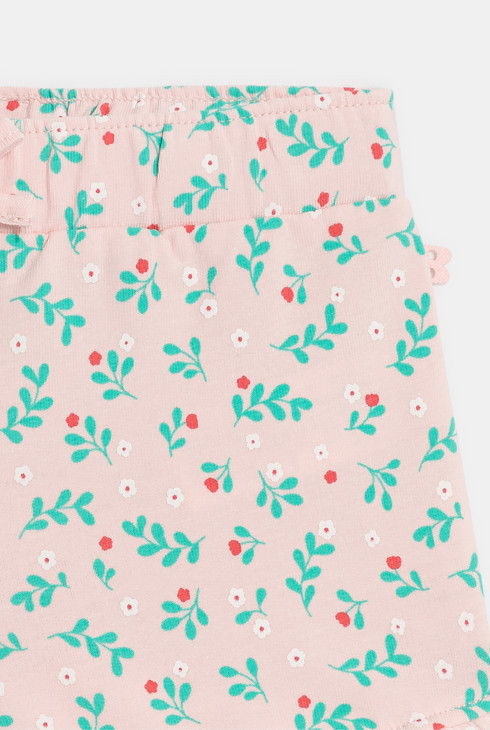 Różowe szorty z lekkiej dzianiny dresowej w kwiatki niemowlę dziewczynka 2
