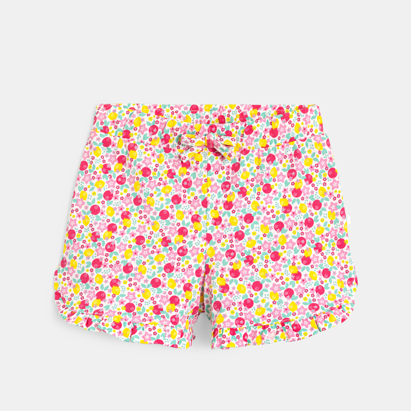 Mehrfarbige Shorts aus leichtem Molton für kleine Mädchen