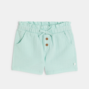 Baby girl's blue shorts in lightweight patterned cotton 1