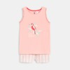 Pyja-short motif oiseau rose pastel Fille