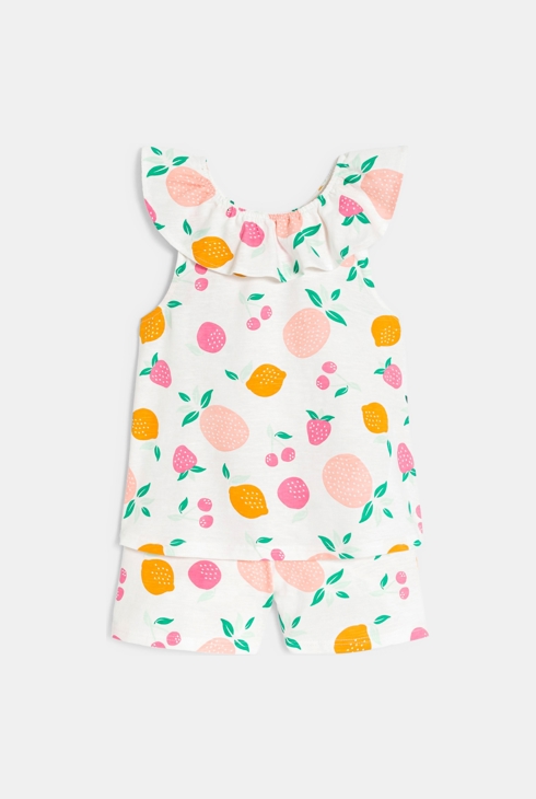 Pyjama 2 pièces imprimé blanc Fille