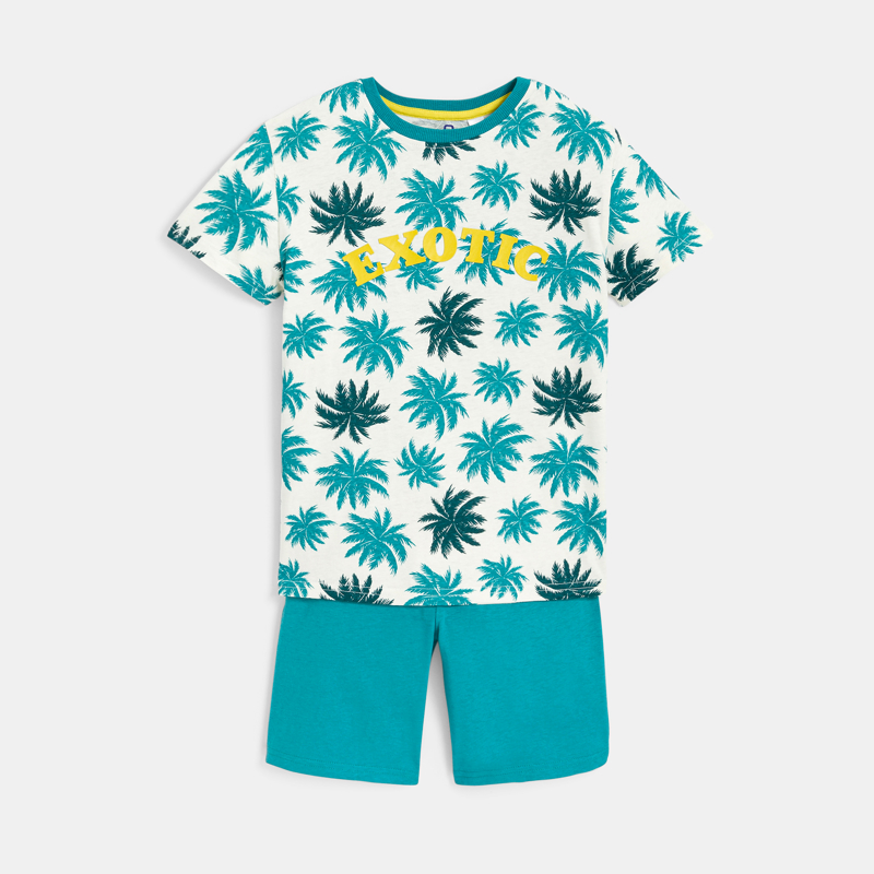 Pyja-short imprimé motif palmier bleu Garçon - 6A