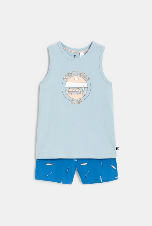 Pyja-short en jersey doux bleu Garçon 1