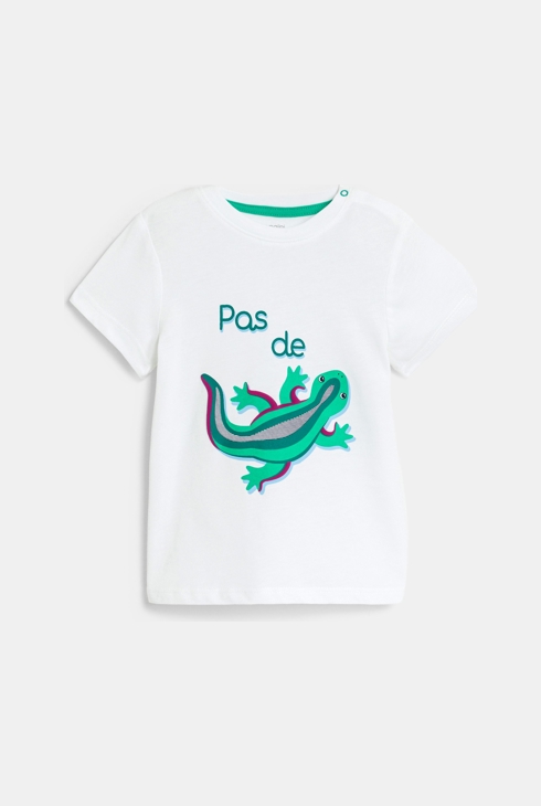 Fantovska bela majica s kuščarjem za dojenčke 1