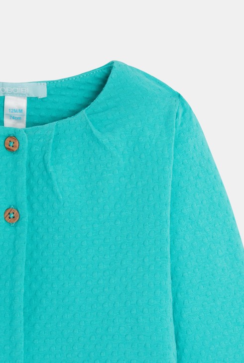 Gilet coton fantaisie bleu bébé fille 2