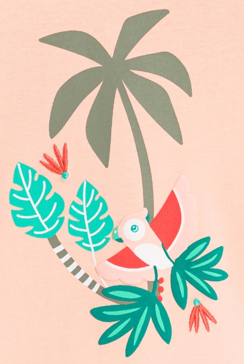 Dekliška rožnata majica s ptico za dojenčke 2