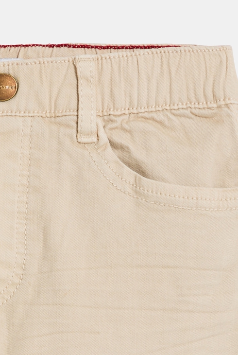 Einfarbig beige Bermuda-Shorts aus Baumwollgewebe für Jungen