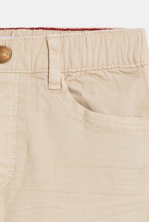 Fantovske bež enobarvne platnene bermuda hlače 2
