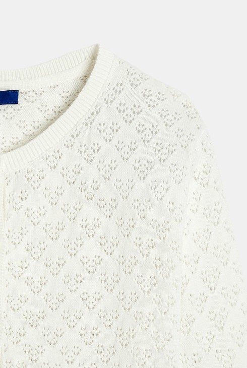 Jaqueta de punt d'efecte calat blanca nena 2