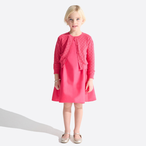 Girl's pink pointelle knitted cardigan 1