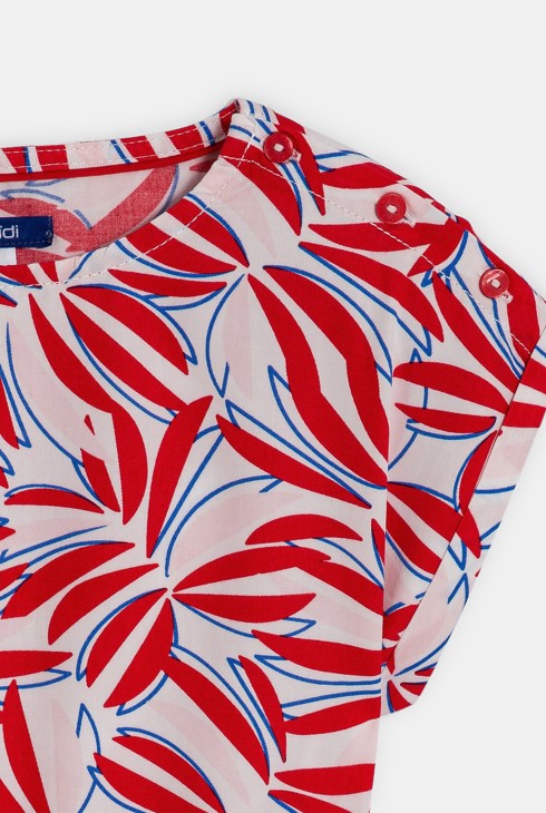 Dekliška rdeča obleka s potiskom 2