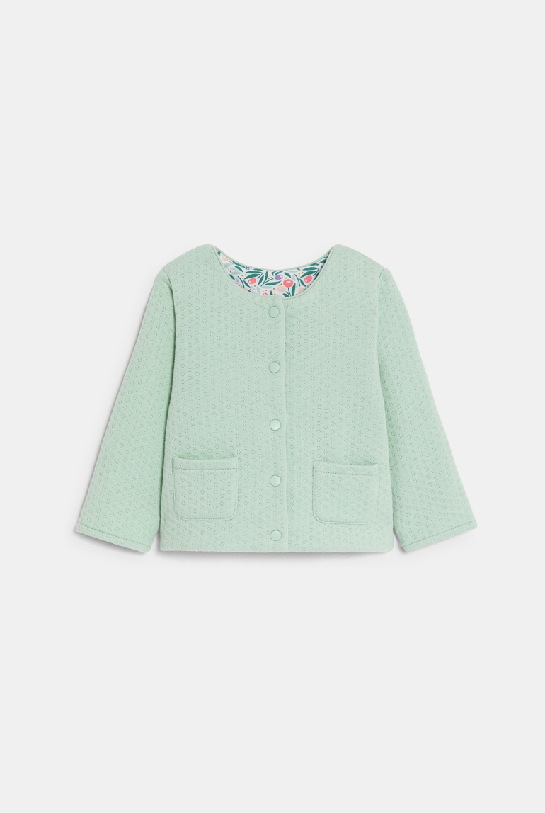 Sweat pressionné réversible fleurs bleu bébé fille 1