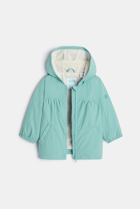Baby girl's green hooded jacket 2