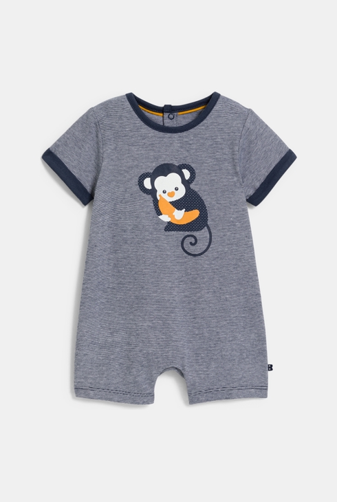 Combi courte singe bleu bébé garçon 1