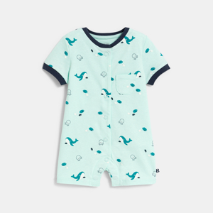 Kurzer Baby-Overall in Blau mit Fischmotiv für Jungen 1