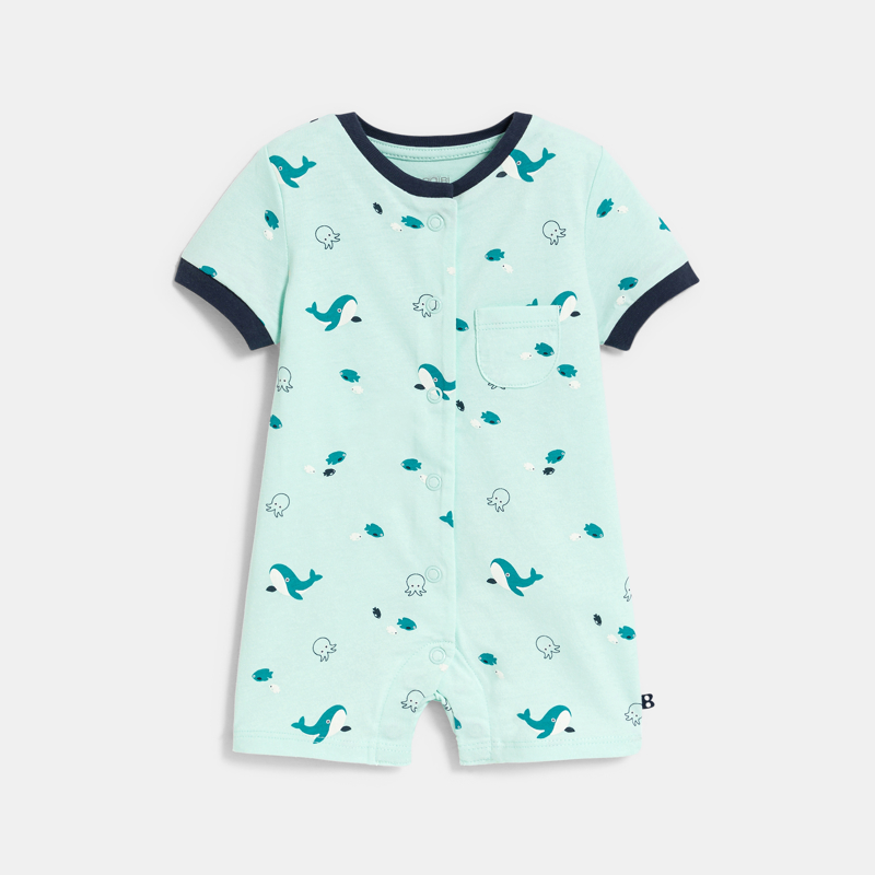 OBAIBI - Combi courte poissons bleu bébé garçon - Garcon -