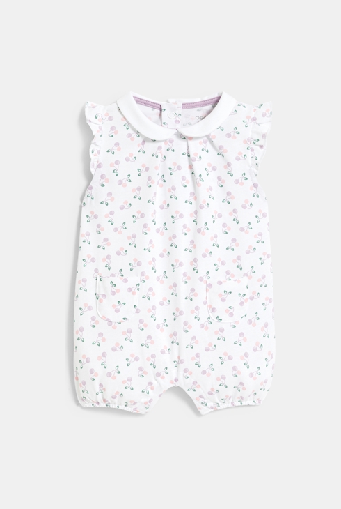 Baby girl's short white floral romper suit 1