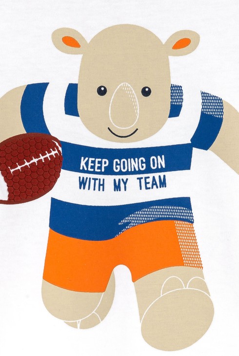 T-shirt rhinocéros rugby blanc bébé garçon 2