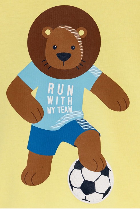 T-shirt lion foot jaune bébé garçon 2