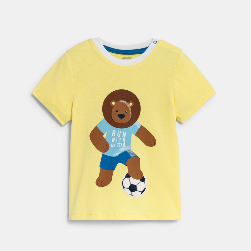 T-shirt lion foot jaune bébé garçon - 5A