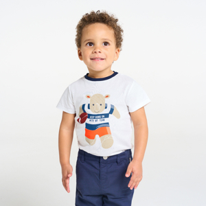 T-shirt rhinocéros rugby blanc bébé garçon 1