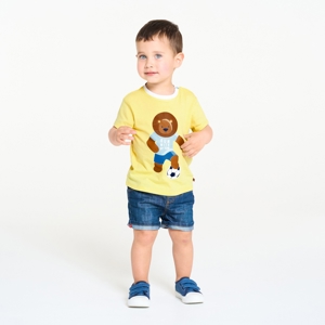 T-shirt lion foot jaune bébé garçon 1