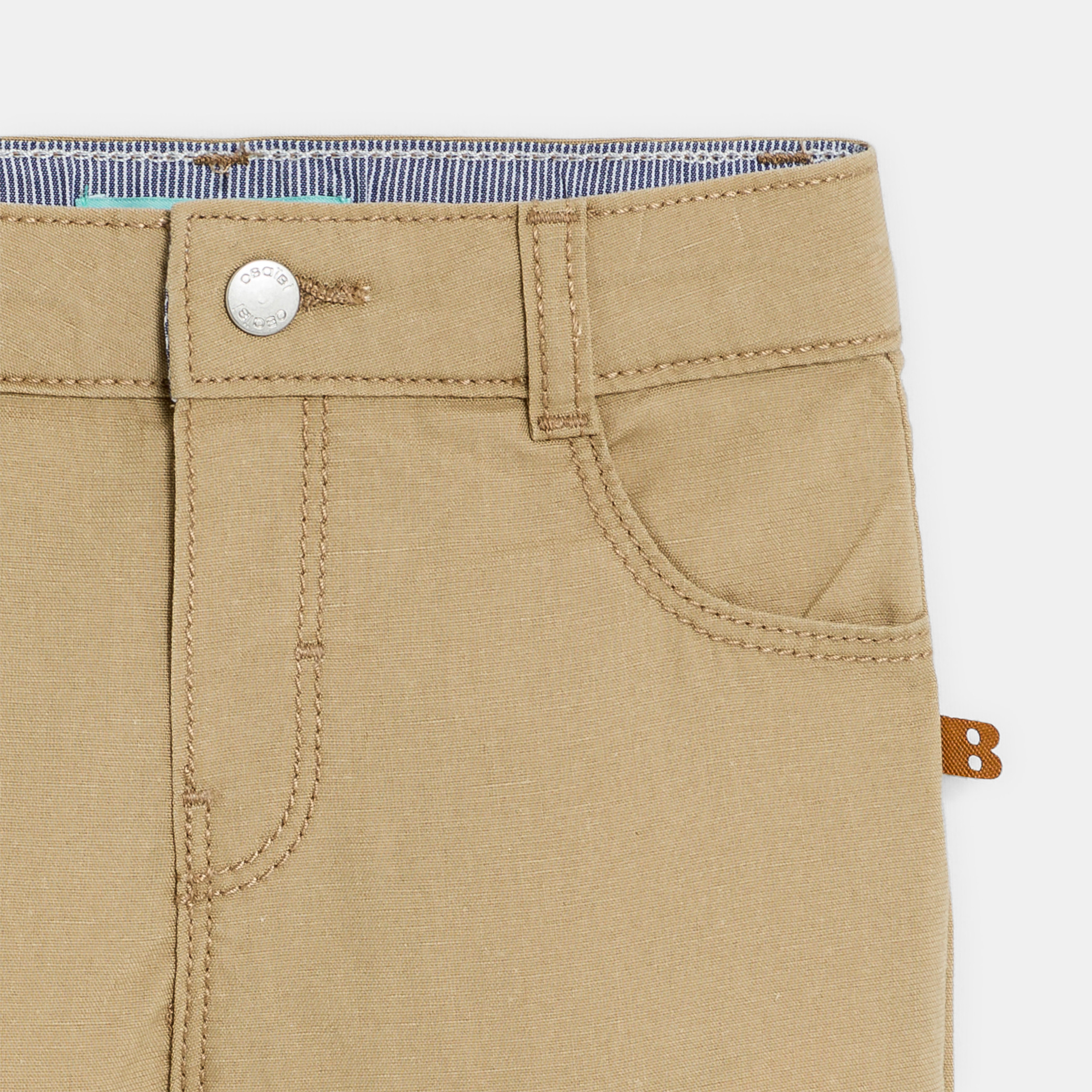 Bermuda droit coton fantaisie marron bébé garçon - Beige corde