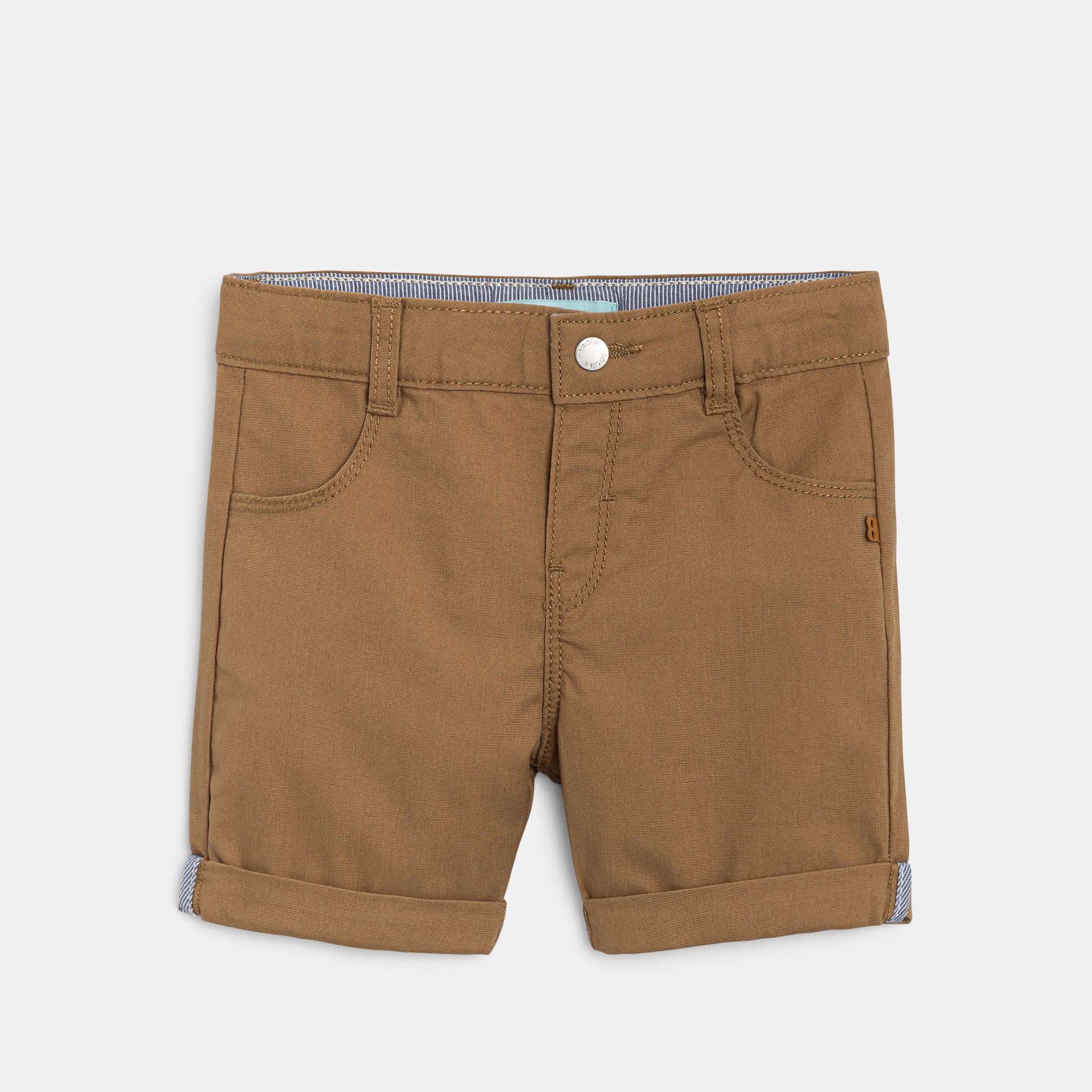 Bermuda droit coton fantaisie marron bébé garçon - Marron Sienne